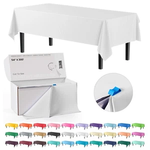 Exquisite 54 Inch X 300 Feet White Plastic Table Cover Roll in A Cut - to - S... - Picture 1 of 9