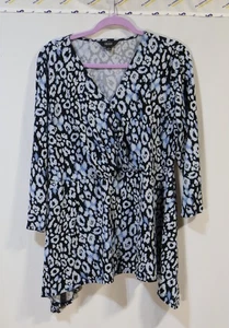 SLIM FACTOR by Investments Blue Leopard Surplice asymmetrischer Saum Gr. L - Bild 1 von 5