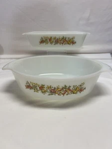A Pair Of Vintage Harvest Vegetable ANCHOR HOCKING 441 1qt & 443 1.5qt - Picture 1 of 7