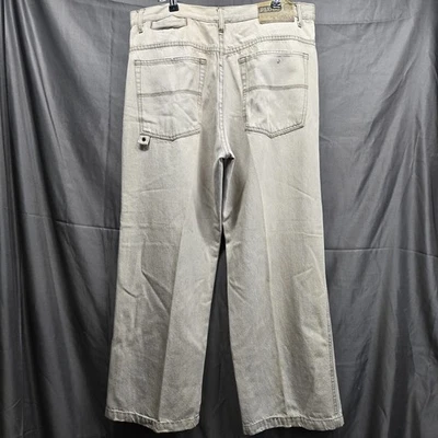 Pantalones de mezclilla vintage Y2K PLUGG beige/gris patinador de piernas anchas para hombre 36x30 Foto 1 de 4