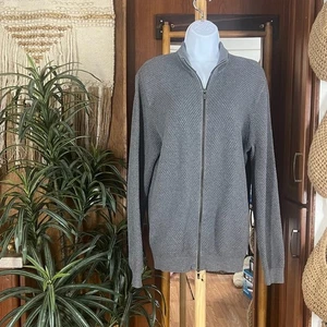 Massimo Dutti grau Kaschmir Baumwolle Reißverschluss Pullover XL Designer Struktur Strick Jacke - Bild 1 von 12