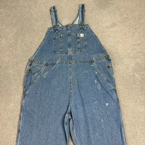Carhartt Dungarees Womens 40x30 Blue Overalls Bib Denim Carpenter Work Wear Lady - Picture 1 of 12