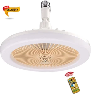 Socket Fan Ceiling Fan with Light and Remote LED Bulb Screw-In Quiet for Kitchen - Picture 1 of 12