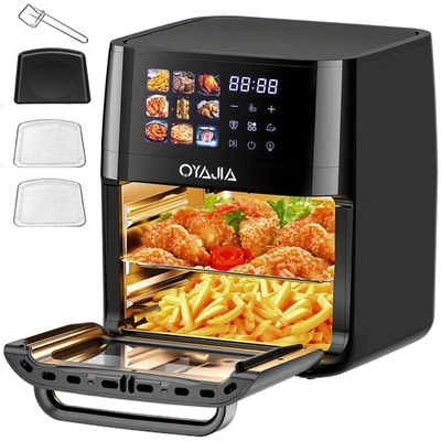 OYAJIA Heißluftfritteuse 15L Backofen Dörrautomat Grill Heissluftfritteuse Air Fryer DE