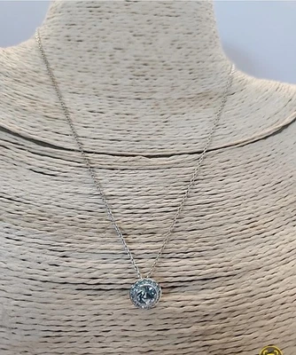  Collar Swarovski Colgante Oxígeno Azul Aqua Chapado en Rodio  Foto 1 de 4