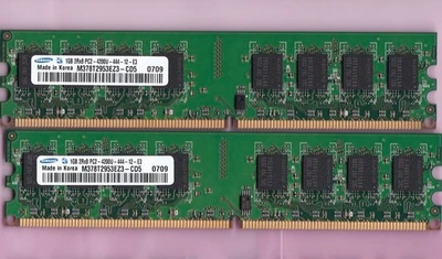 2GB 2x1GB PC2-4200 SAMSUNG M378T2953EZ3-CD5 DDR2-533 DESKTOP Ram Memory Kit DIMM - Image 1 of 4