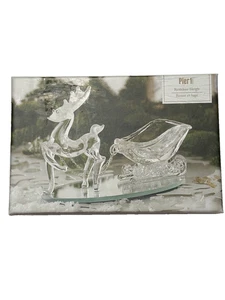 Pier 1 Imports Christmas Reindeer and Sleigh Clear Glass Figurine - Picture 1 of 22