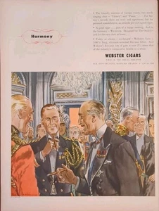 Pubblicità stampa sigari Webster 1943 vintage generali WWll godendo di un sigaro - Foto 1 di 1