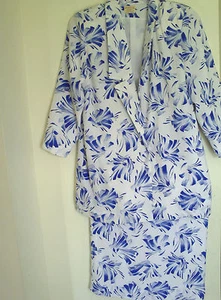 Women's Black White Floral  Hand Made Out fit Skirt Sui By Katie Richards Sz S M - Bild 1 von 4