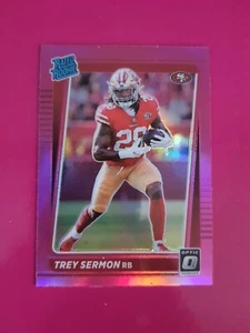 2021 Panini Donruss Optic #224 Trey Sermon Rated Rookie 49ers Pink Foil Prizm - Bild 1 von 2