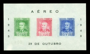 BRAZIL 1948 AIRMAIL - President DUTRA numbered BLOCK S/S Sc # C73A mint MNH VF - Picture 1 of 2