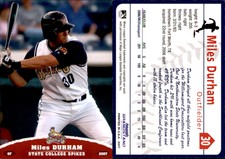 Miles Durham 2007 Grandstand State College Spikes #10 Card *AutographDen*