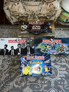 Monopoly Board Game Bundle (Pokemon, Star wars, Justice League, The Beatles) - Picture 1 of 14