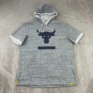 Under Armour x Project Rock Felpa con Cappuccio Uomo Grigio Medio French Terry Manica Corta Palestra - Foto 1 di 12