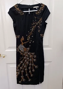 Vestido Nanette Lepore Flapper Cuentas Pavo Real Seda Art Deco Gatsby Noche Talla 2 - Imagen 1 de 9