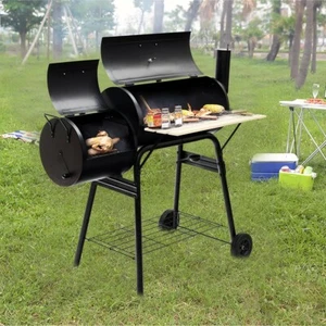 Outdoor BBQ Grill Barbecue Pit Smoker Patio Cooker Charcoal Backyard Side Shelf - Picture 1 of 11