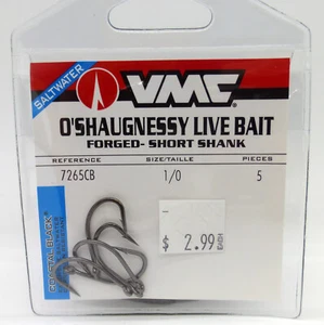 VMC O'Shaugnessy Live Bait 1/0 Forged Short Shank Hooks pack of 5 7265CB - Picture 1 of 2