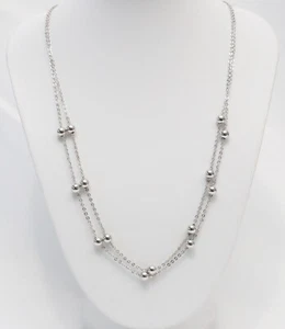 Milor Italy 14k White Gold Adjustable Beaded Necklace, 16.5" - 19.0" - 3.6 Grams - Picture 1 of 5