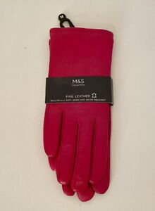 M&S Collection Ladies Leather Gloves Mauve Size M