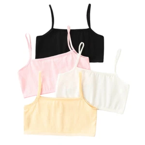 4 Pack Girls Bra Crop Tops Underwear Kids Teenage Student Cotton 9-16 Years - Picture 1 of 11