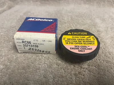 TAPA RADIADOR CHEVY GMC PONTIAC CADILLAC NUEVO DE STOCK GM 25713159 ACDELCO RC86 1985-05 Foto 1 de 4