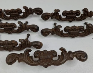 Tiradores de puerta de cajón 6" antiguo hierro fundido rústico flor de lis gabinete lote de 6 de colección - Imagen 1 de 16