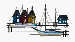 Wanddeko Schiff Metall Segelboot Haus Boot Maritim Deko Hänger Skulptur Figur - Bild 1 von 1