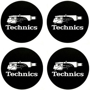 Technics Headshell Logo White on Black Slipmat [2 Pair] Vinyl Record LP 12-inch