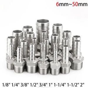 Edelstahl Schlauchtülle Außengewinde Schlauchnippel Tülle Adapter Stutzen 6~50mm - Bild 1 von 58