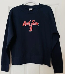 Women's Genuine Navy Boston Red Sox Logo Pullover Crew Sweatshirt Large - New - Picture 1 of 7