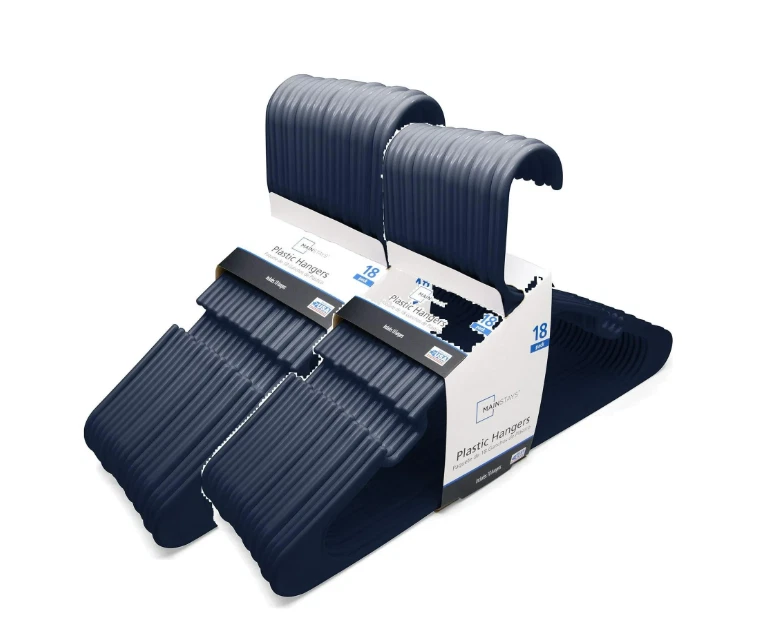 (Paquete de 2) Perchas para ropa Mainstays, paquete de 18, zafiro azul, plástico duradero Foto 1 de 4