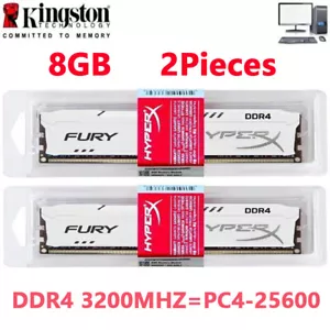 HyperX FURY DDR4 16GB 2X8GB 3200 PC4-25600 Desktop RAM Memory DIMM 288PINS 1.2V - Picture 1 of 12