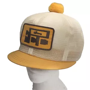 Cappello Vintage Bianco Giallo K Prodotti Maglia Camionista Snapback Patch Industriale Corto - Foto 1 di 19