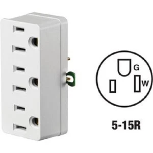 (5)-Leviton White 15A Electrical 3-Outlet TapC26-00698-0WH - Picture 1 of 1