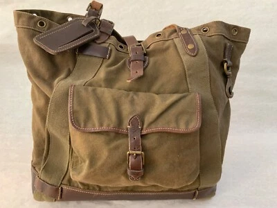 Bolsa satchel/carry-all Ralph Lauren de lona e couro desgastado - Imagem 1 de 4