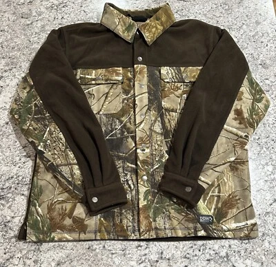 DDX Dri Duck Jacket Mens Large Brown Leaf Camouflage Fleece Snap Button Hunting - Image 1 of 4