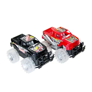 Audioec Toy Car Racing Monster Pickup Trucks LED Light-Up Wheels Red Black 2-Pk - Picture 1 of 12