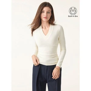 Top Brami OGL Essential scollo a V fascia larga dimagrante comodo taglia grande crema USA - Foto 1 di 9