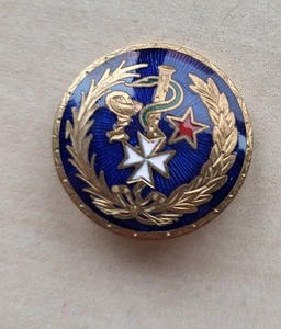 Broche pin insignia vintage esmaltado varilla de Asclepio ambulancia San Juan médico - Imagen 1 de 2