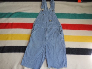 Bavaglini da lavoro vintage anni 70 Oshkosh blu bianco gessato USA 32W hickory hippy - Foto 1 di 12