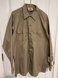 Dickies Beige Button Up XL Long Sleeve. 17-17.5 Neck, Sleeve 24/35 Made In USA - Picture 1 of 6