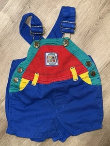 Vintage Okie Dokie Bright Colors Overalls Kids Size 12 Month Toddler 100% Cotton - Picture 1 of 4