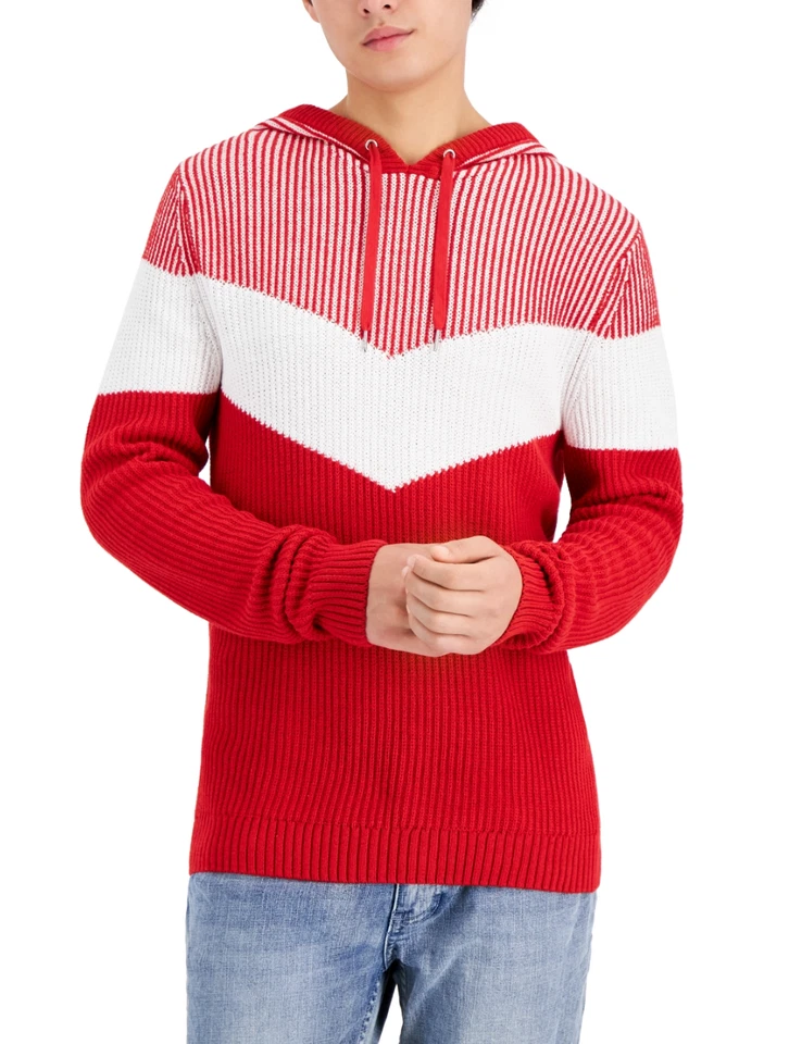 INC Men Colorblocked Hoodie Sweater Cut Ruby Size L - Image 1 of 1