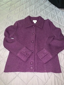 CAMBRIDGE DRY PRODUCTS, SUÉTER 100% LANA, CÁRDIGAN, ABOTONADO, MORADO, TALLA, MEDIANA - Imagen 1 de 4