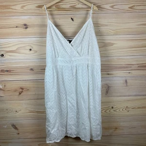 Vestido Lane Bryant 28 Blanco Ojales Encaje Sobrepelliz Solero - Imagen 1 de 15