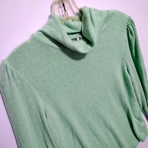 Anthropologie Top Womens Small Green Knit Pullover Long Sleeve Funnel Neck - Picture 1 of 12