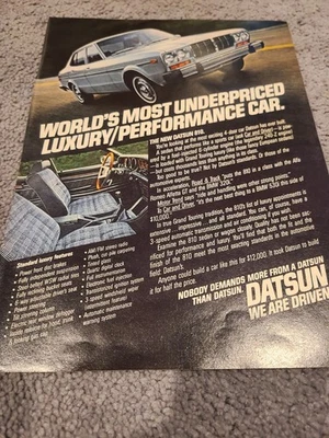 Impresión de anuncio promocional de revista vintage Datsun 810 años 70 8,25”x 11” años 70 Foto 1 de 2