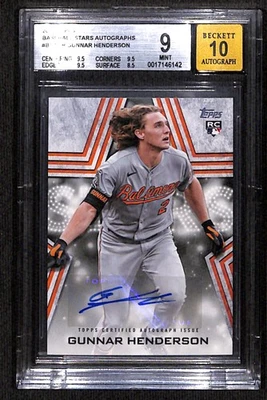 2023 Topps #BSA-GH Gunnar Henderson Baseball Stars Autographs (Series One) BGS 9 - Image 1 of 2