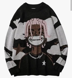 Suéter Unisex LATAHUO Estilo Anime Rapero. Suéter de punto Y2K XL - Imagen 1 de 1
