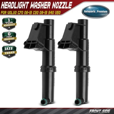 Boquilla de lavado de faros delanteros diestros y diestros 2 piezas para Volvo C70 06-13 C30 08-13 S40 V50 Foto 1 de 4